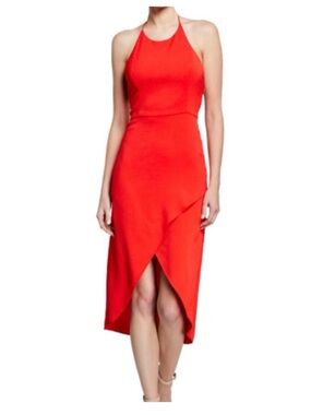 ALICE + OLIVIA Red High Low Halter Midi Dress Size 6